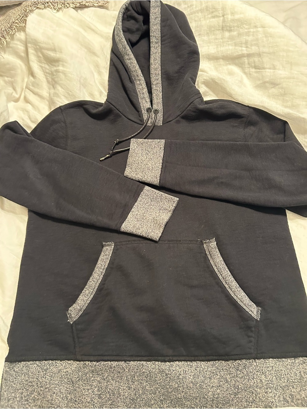 rag & bone Black Hoodie with Heather Gray Trim